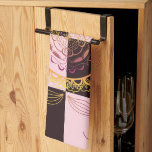 Pink and Black Graphic Art, Mystic Chequerboard Kitchen Towel