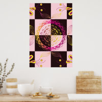 Pink and Black Graphic Art, Mystic Chequerboard