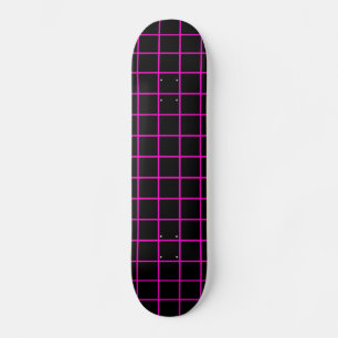 Pink And Black Grid Pattern Skateboard Deck