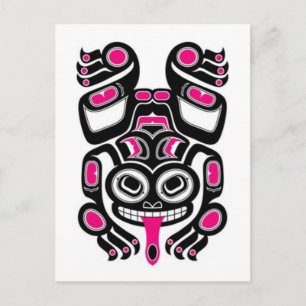 Pink and Black Haida Spirit Tree Frog Postcard
