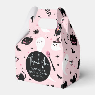 Pink and Black Halloween Baby Shower Girl Favor Box