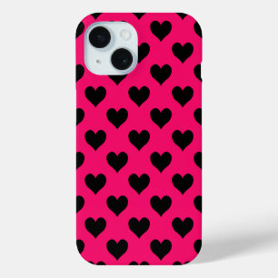 Pink and Black Heart Pattern iPhone 15 Case
