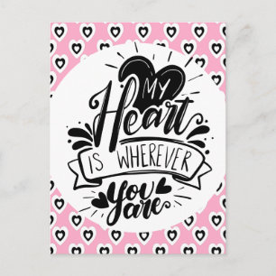 Pink and Black Hearts Quote Valentines Day    Postcard