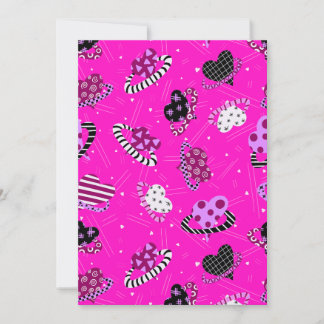 pink and black hearts thank you card