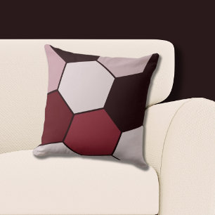 Pink and Black Hexagon Pattern Throw Pillow