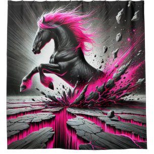 Pink and Black Horse Art