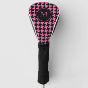 Pink and Black Houndstooth Monogram Golf Head Cover
