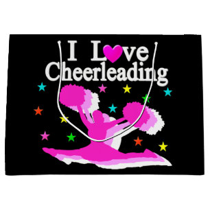 PINK AND BLACK I LOVE CHEERLEADER GIFT BAGS