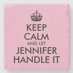 Pink and Black Keep Calm Funny Parody Stone Coaster