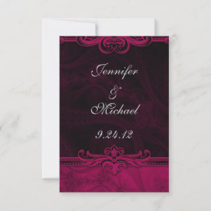 Pink and Black Lace Wedding Save the Date Cards