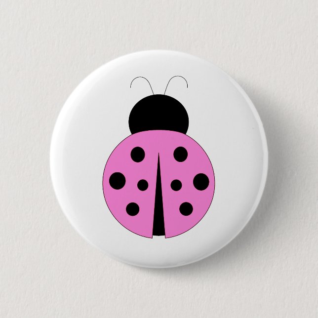 Pink and Black Ladybug 2 Inch Round Button (Front)