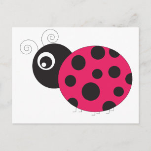 Pink and Black Ladybug Faded Postcard