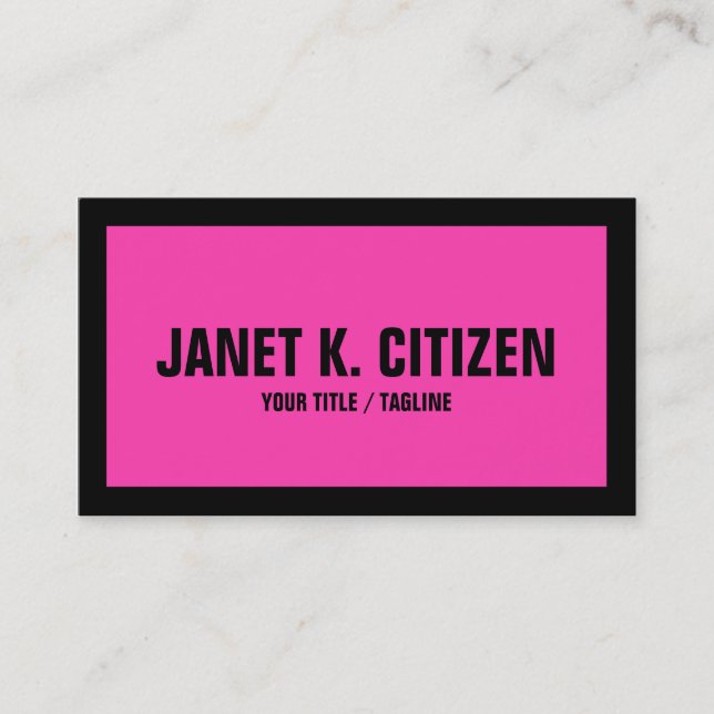 Pink and Black large text bold business card (Front)