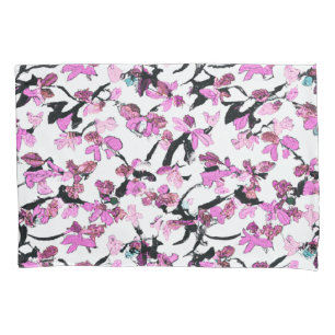 Pink and Black Leaf Pattern Pillowcase
