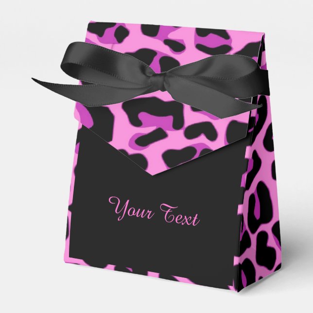 Pink and Black Leopard Favor Box (Front Side)