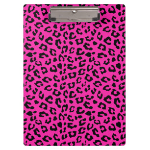 Pink and Black Leopard Print Clipboard