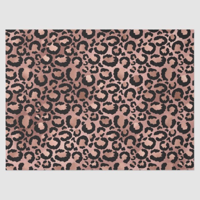 Pink and Black Leopard Print Decoupage Tissue Paper (Front)