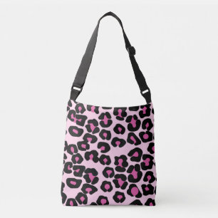 Pink and Black Leopard Print Pattern  Crossbody Bag