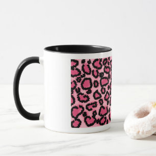 Pink and Black Leopard Print Pattern. Mug