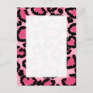 Pink and Black Leopard Print Pattern. Postcard