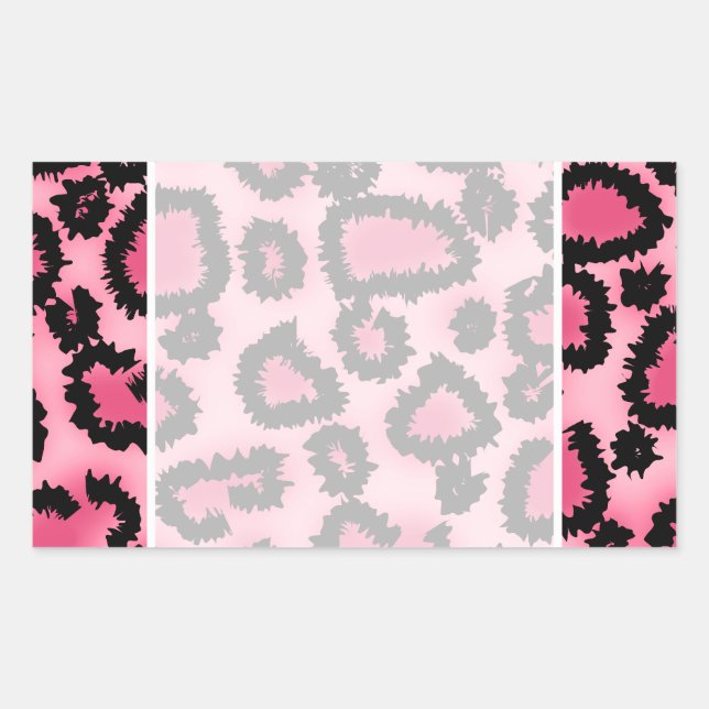 Pink and Black Leopard Print Pattern. Sticker (Front)