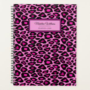 Pink and Black Leopard Print   Personalized Planner