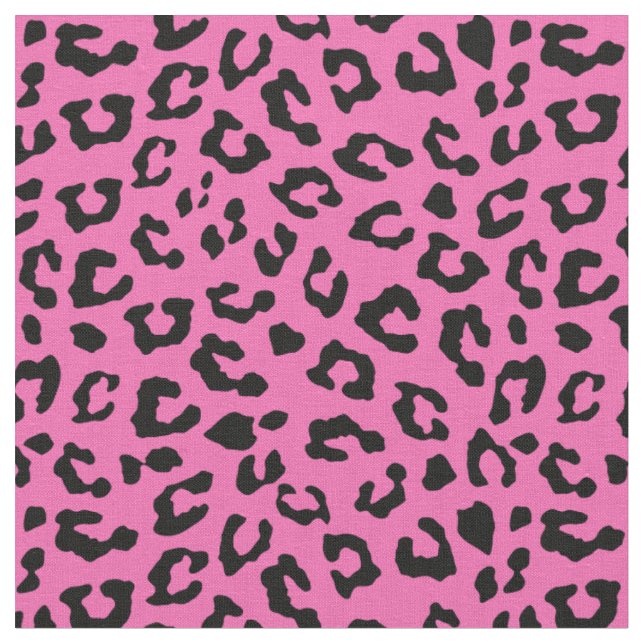 Pink and Black Leopard Print Spots Fabric (Close Up)