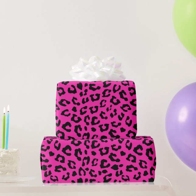 Pink and Black Leopard Skin Wrapping Paper (Party Gifts)