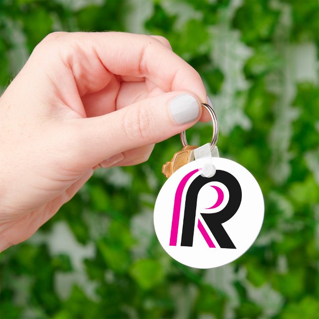 Pink And Black Letter R Keychain (Creator Uploaded)
