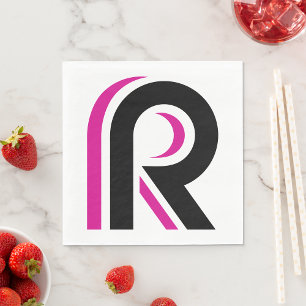 Pink And Black Letter R Napkin