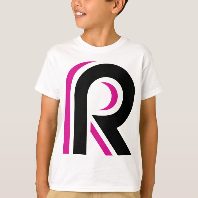 Pink And Black Letter R T-Shirt (Front)