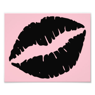 Pink and Black Lips Photo Print