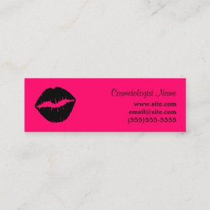 Pink and Black Lipstick Mini Business Card