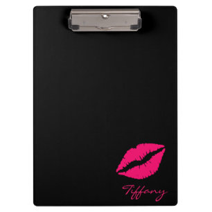 Pink and Black Lipstick Print Clipboard