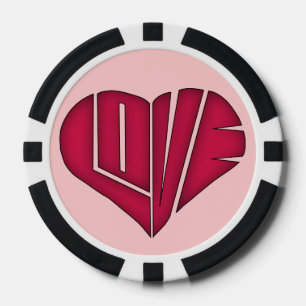Pink and Black LOVE Personalized Couple Poker Chip