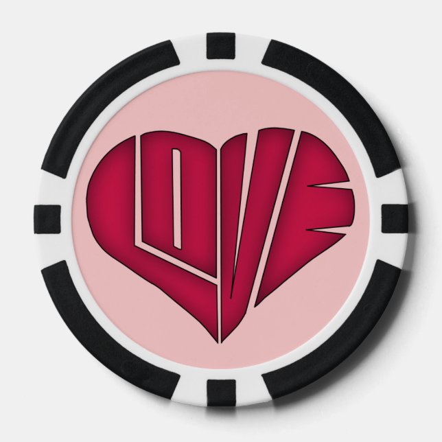 Pink and Black LOVE Personalized Couple Poker Chip (Front)