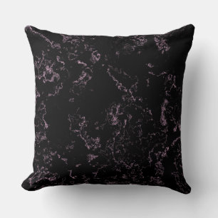 Pink and Black Marble abstract Throw Pillow