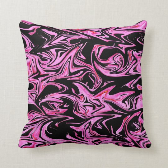 Pink And Black Marble Fairy Floss Throw Cushion. Throw Pillow