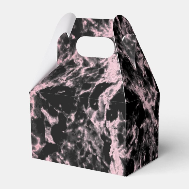 Pink and Black Marble  Favor Box (Back Side)