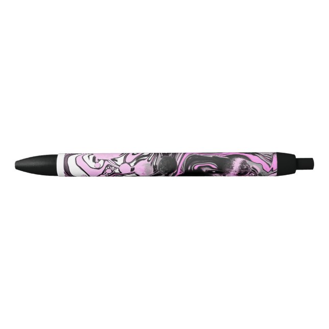 Pink and Black Marble Fluid Art Cells Modern    Black Ink Pen (Front)