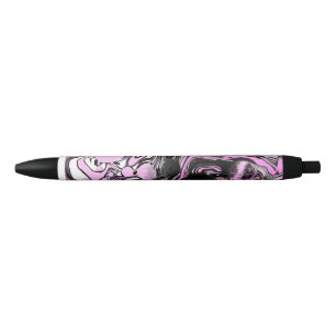 Pink and Black Marble Fluid Art Cells Modern    Ink Pen
