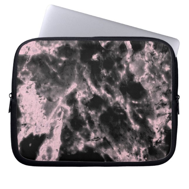 Pink and Black Marble  Laptop Sleeve (Front)