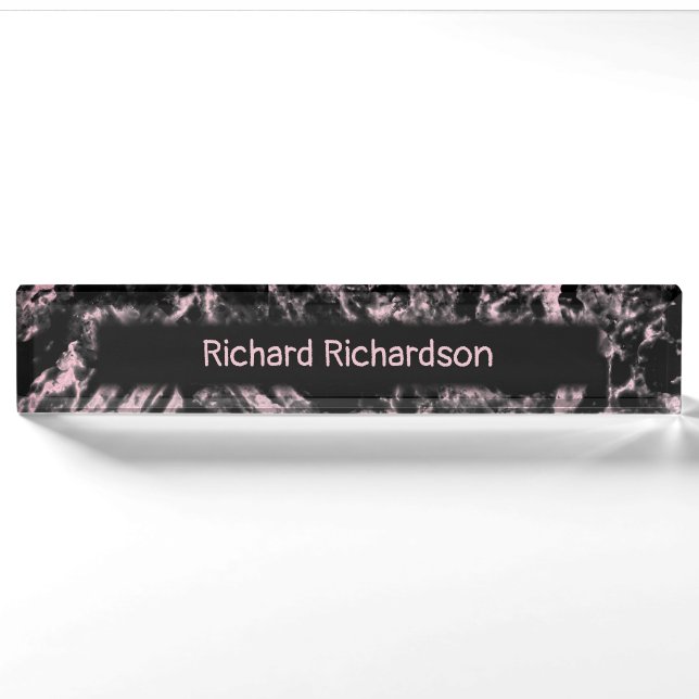 Pink and Black Marble  Nameplate (Front)