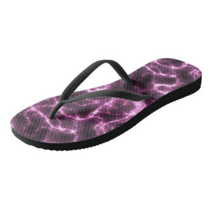 pink and Black Marble Swirl Abstract Flip Flops
