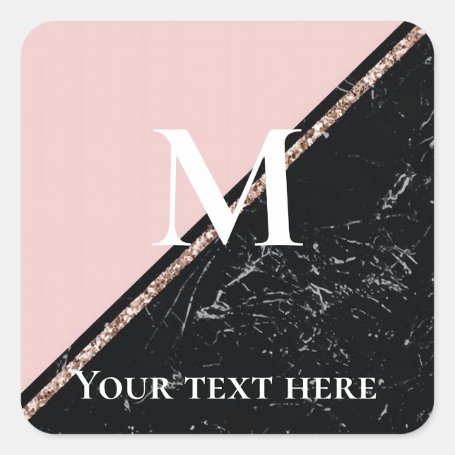 pink and black marble texture celebrations  square sticker (Front)