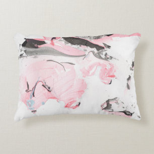 Pink and black marble texture. Hand drawn Accent Pillow