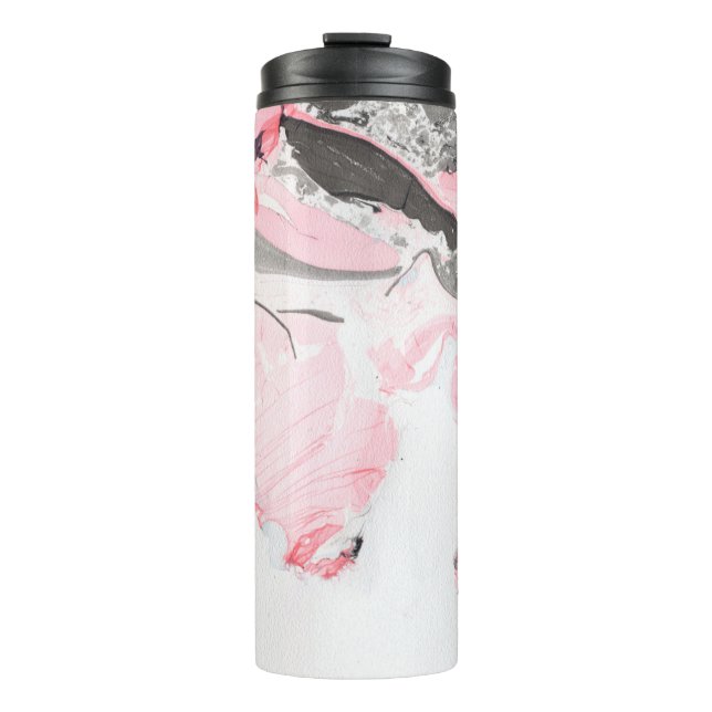 Pink and black marble texture. Hand drawn Thermal Tumbler (Front)