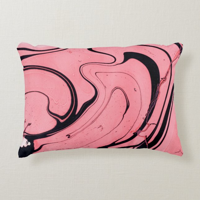 Pink and black marble texture. Hand painted Accent Pillow (Front)