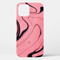 Pink and black marble texture. Hand painted
