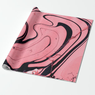 Pink and black marble texture. Hand painted Wrapping Paper